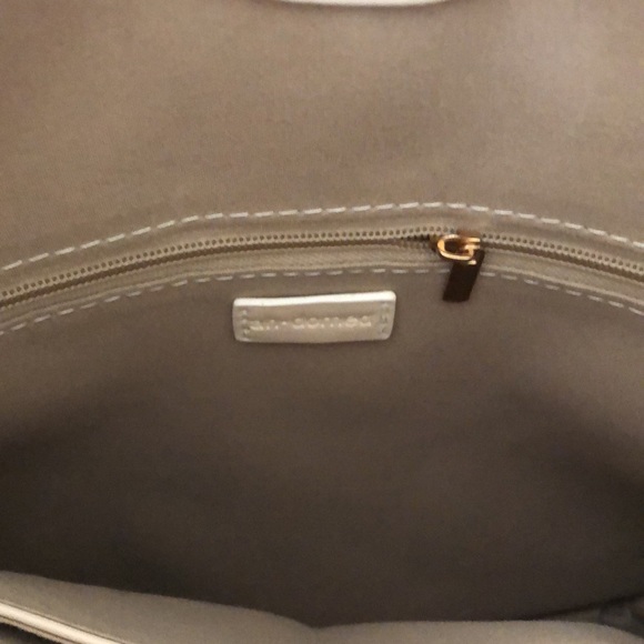 NWT Ahdorned Cream Classic Tweed Crossbody Messenger Handbag w/Chain Strap - Picture 7 of 7